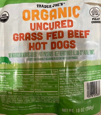 Beef Hot Dogs, Organic Grass Fed
