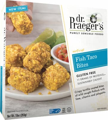 Crispy Tortilla Coated Taco Bites of Wild Caught Pollock with Lime, Cilantro and Jalapeno