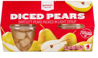 Diced Bartlett Pears Packed In Light Syrup