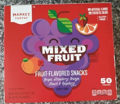 GRAPE, STRAWBERRY, ORANGE, PEACH & RASPBERRY FRUIT-FLAVORED SNACKS, MIXED FRUIT