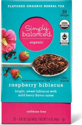 Fair trade organic raspberry hibiscus herbal tea sachets