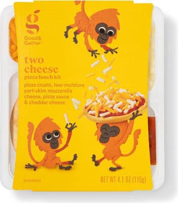 Two Cheese Pizza Lunch Kit - Pizza Crusts, Low-Moisture Part-Skim Mozzarella Cheese, Pizza Sauce & Cheddar Cheese