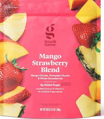 Mango Strawberry Blend Whole Strawberries, Mango Chunks & Pineapple Chunks