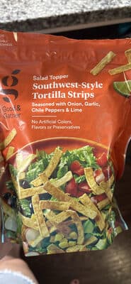 Southwest-Style Tortilla Strips Salad Topper Seasoned With Onion, Garlic, Chile Peppers & Lime