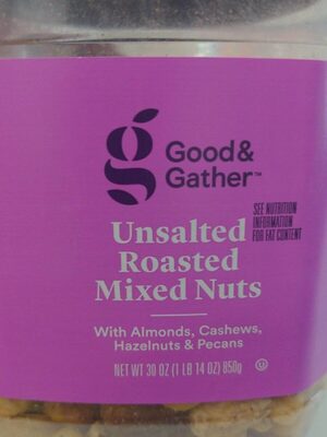 Unsalted Roasted Mixed Nuts with Almonds, Cashews, Hazelnuts & Pecans