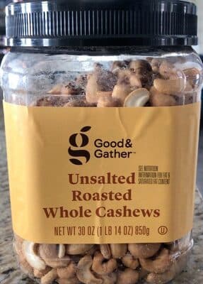 Unsalted Roasted Whole Cashews