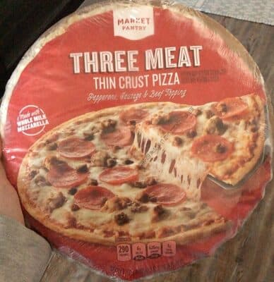 Three Meat Pepperoni, Sausage & Beef Topping Thin Crust Pizza