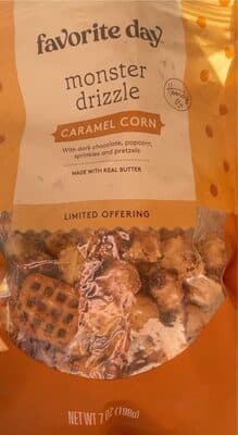 Monster Drizzle Caramel Corn With Dark Chocolate, Popcorn, Sprinkles & Pretzels