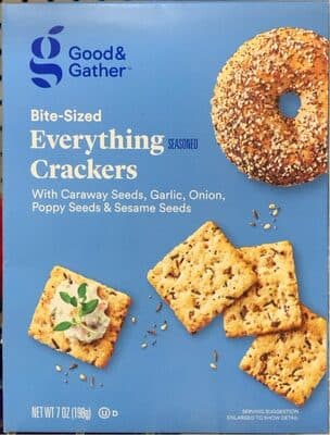 Everything Seasoned Bite-Sized Crackers with Caraway Seeds, Garlic, Onion, Poppy Seeds & Sesame Seeds