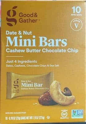 Cashew Butter Chocolate Chip Date & Nut Mini Bars