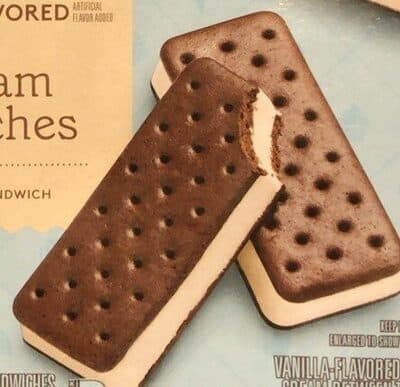 Vanilla-Flavored Mini Ice Cream Sandwiches Between Two Chocolate-Flavored Wafers