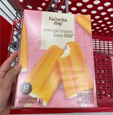 Orange Cream Artificially Flavored Vanilla Frozen Dairy Dessert With An Orange Sherbet Shell Bars