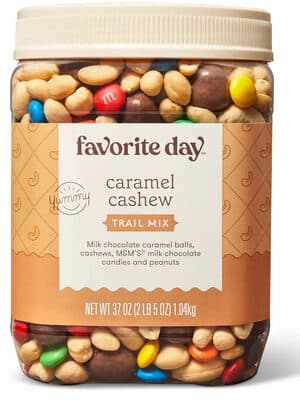 Caramel Cashew Trail Mix Milk Chocolate Caramel Balls, Cashews, M&M's Milk Chocolate Candies and Peanuts