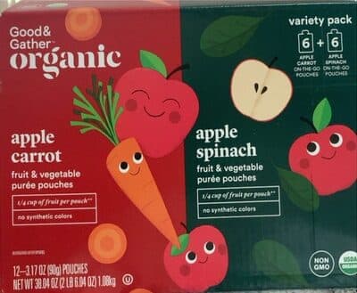 Apple carrot puree pouches