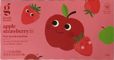 Apple Strawberry Flavored Fruit Puree Pouches