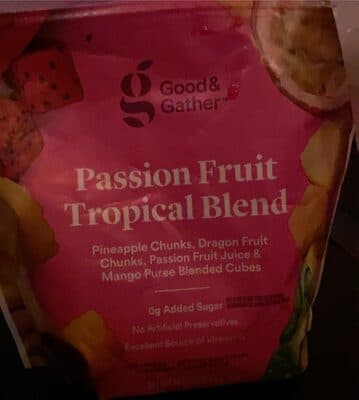Passion Fruit Pineapple Chunks, Dragon Fruit Chunks, Passion Fruit Juice & Mango Puree Blended Cubes Tropical Blend