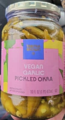 Vegan Garlic Pickled Okra