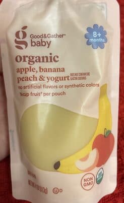 organic fruit & yogurt apple, banana & peach