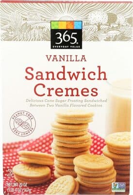 Vanilla Sandwich Cremes Delicious Cane Sugar Frosting Sandwiched Between Two Vanilla-Flavored Cookies