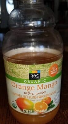 Orange Mango Flavored 100% Juice Blend From Concentrate