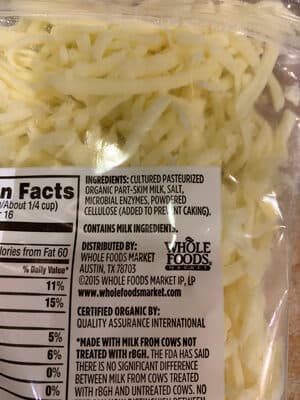 Mozzarella Organic Low-Moisture Part-Skim Mozzarella Cheese Shreds
