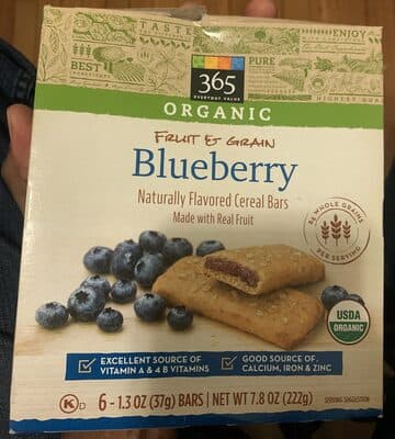 Blueberry Flavored Organic Fruit & Grain Cereal Bars