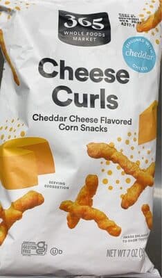 Cheddar Cheese Flavored Cheese Curls Corn Snacks