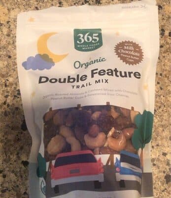 Double Feature Organic Roasted Almonds & Cashews Mixed With Chocolate Peanut Butter Cups & Sweetened Sour Cherries Trail Mix