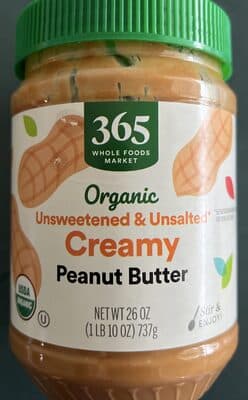 Organic Unsweetened & Unsalted Creamy Peanut Butter