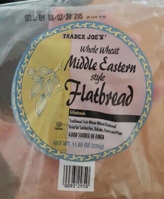 TRADER JOE'S, WHOLE WHEAT MIDDLE EASTERN FLATBREAD