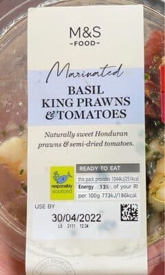 Basil king prawns and tomatoes