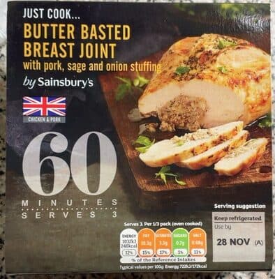 Butter basted breast joint with pork sage and onion stuffing