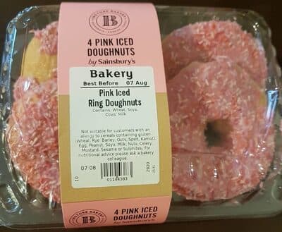 Pink iced ring doughnuts