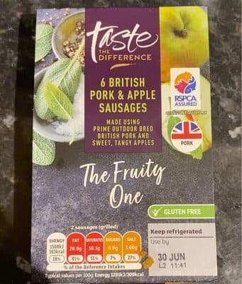 British pork and apple sausages