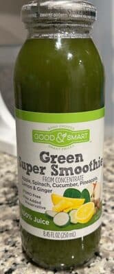 Apple, Spinach, Cucumber, Pineapple, Lemon & Ginger Green Super Smoothie From Concentrate 100% Juice