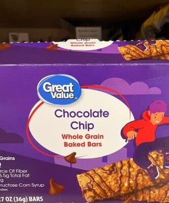 Chocolate chip whole grain baked bars
