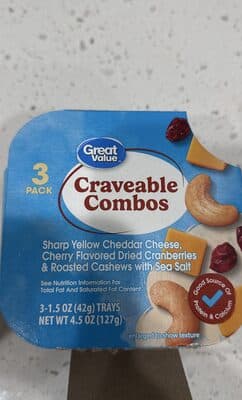 Craveable Combos, Yellow Cheddar, Cranberries, Cashews