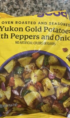 Oven Roasted and Seasoned Yukon Gold Potatoes with Peppers and Onions