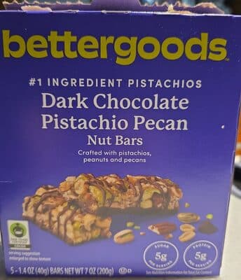 Dark chocolate pistachio pecan nut bar