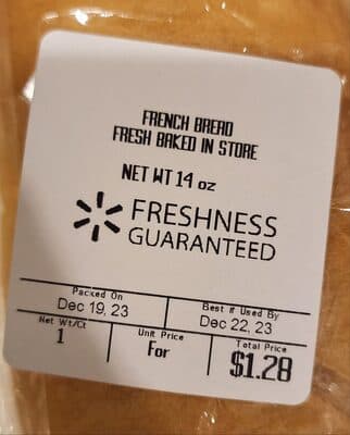 French bread baked in store