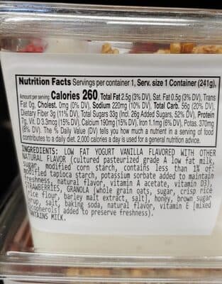 Strawberry parfait vanilla yogurt and granola