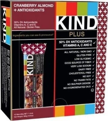 KIND Plus Antioxidants Bar with Macadamia Nuts, Cranberry Almond