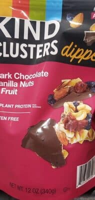 DARK CHOCOLATE VANILLA NUTS & FRUIT DIPPED CLUSTERS, DARK CHOCOLATE VANILLA NUTS & FRUIT