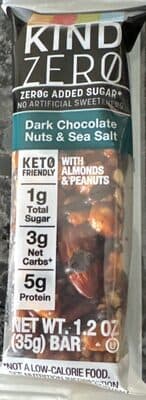 Kind Zero Dark Chocolate Nuts & Sea Salt