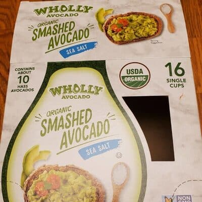 Organic smashed avocado with sea salt