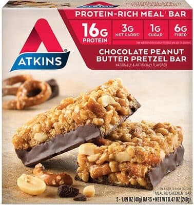 Chocolate Peanut Butter Flavored Protein Meal Pretzel Bars