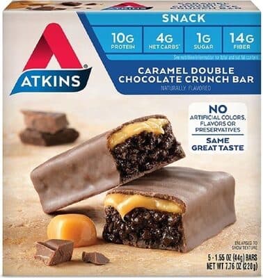 Caramel Double Chocolate Flavored Snack Crunch Bars