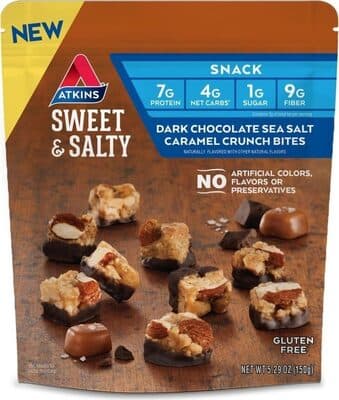 Atkins Dark Chocolate Sea Salt Caramel Crunch Bites Snack