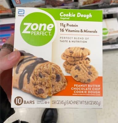Zone Perfect peanut butter chocolate chip cookie dough