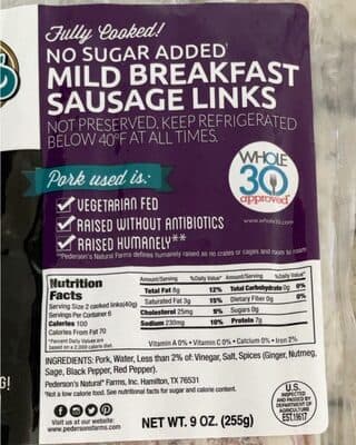 Mild Breakfast Sausage links